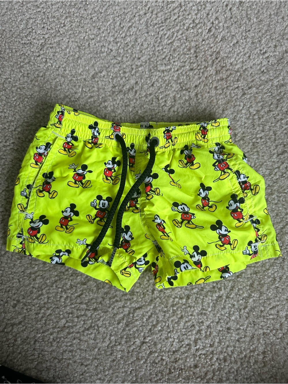 MC2 Saint Barth Neon Yellow Swim Trunks Boys 2Y Mickey Luxury Swim Shorts